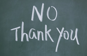 no thank you title written with chalk on blackboard