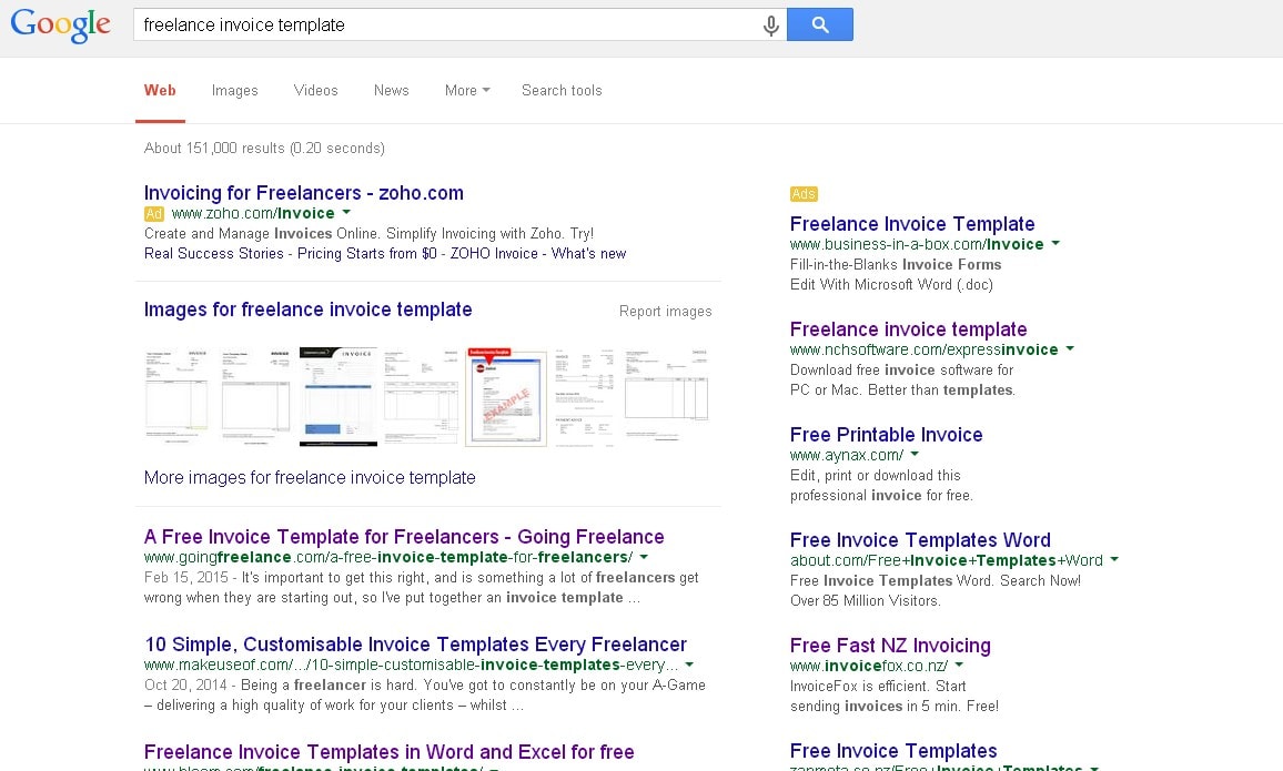 Google search invoice template