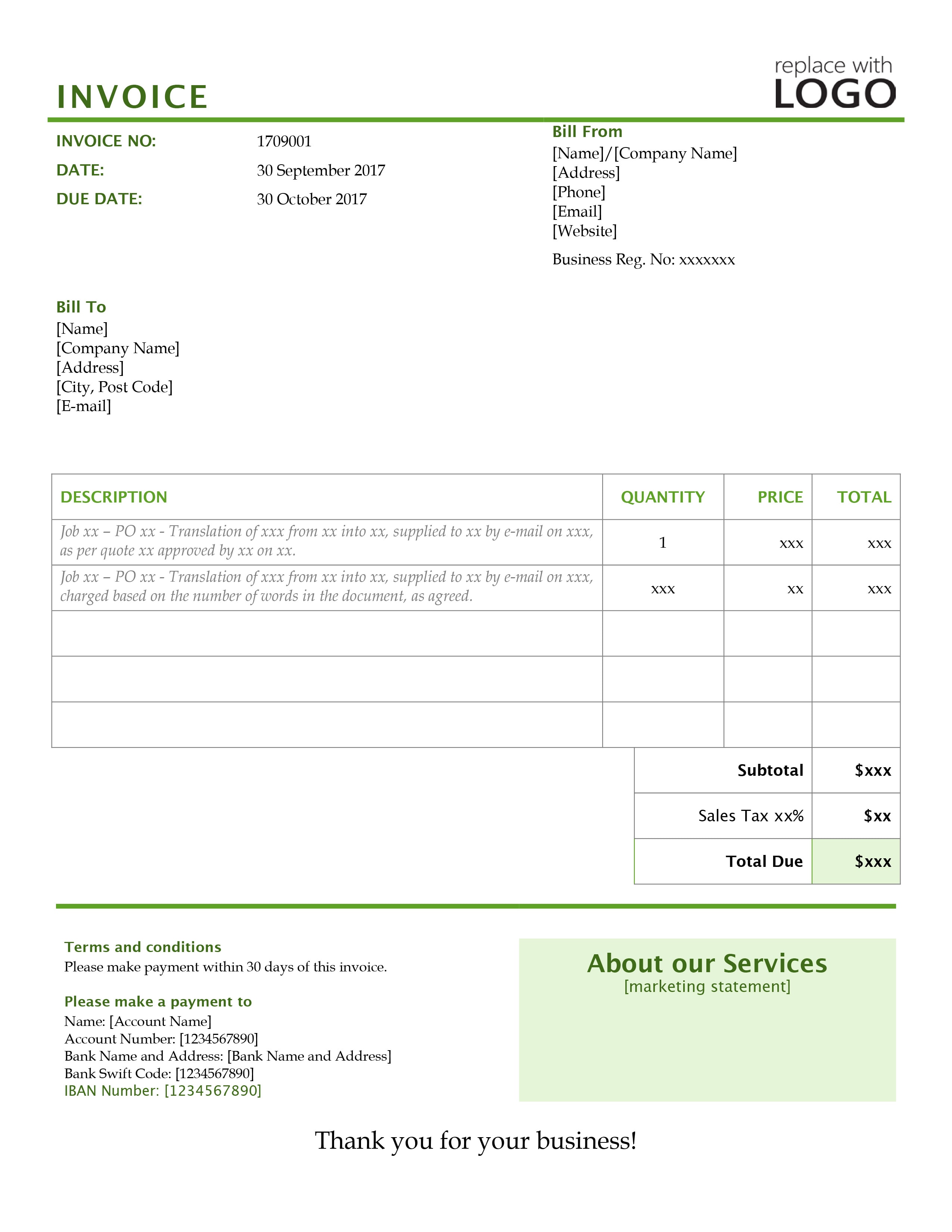 Invoice For Service Template from www.pactranz.com
