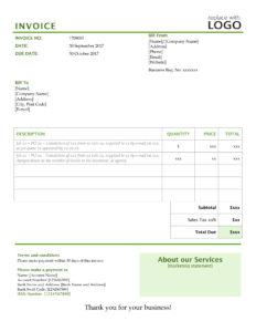 Translation invoice template 1