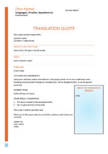 translation quote template example